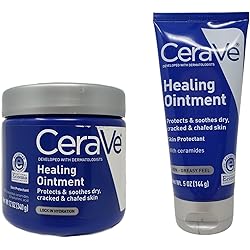 CeraVe Healing Ointment Bundle - Conatins 12 oz Tub and 5 oz Tube - Protects and Soothes Dry, Cracked, and Chafed Skin - Great for at Home or on The go