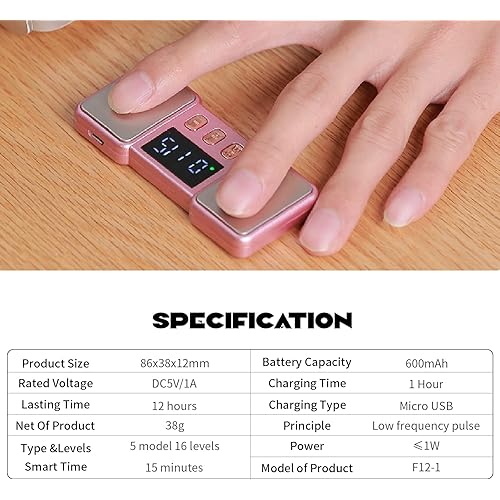 Finger Massager, Electric Mini Pulse Fingertip Relaxer, Deep Tissue Massage for Finger Numbness, Pain Relief with 16 Intensities Finger Care Tool for Home Office. Metal Black