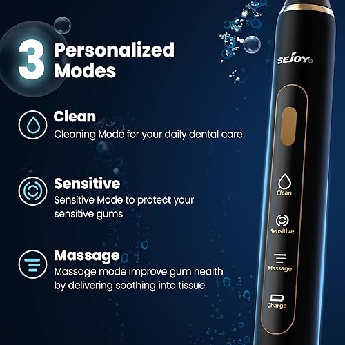 Sonic Electric Toothbrush with 7 Brush Heads for Adults and Teens,Rechargeable Electric Power Toothbrushes 3 Modes with 2 Minutes Build in Smart Timer