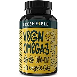 Freshfield Vegan Omega 3 DHA Supplement: Premium Algae Oil, 2 Month Supply, Plant Based, Sustainable, Premium and Mercury Free. Better Than Fish Oil! Supports Heart, Brain, Joint Health - w DPA