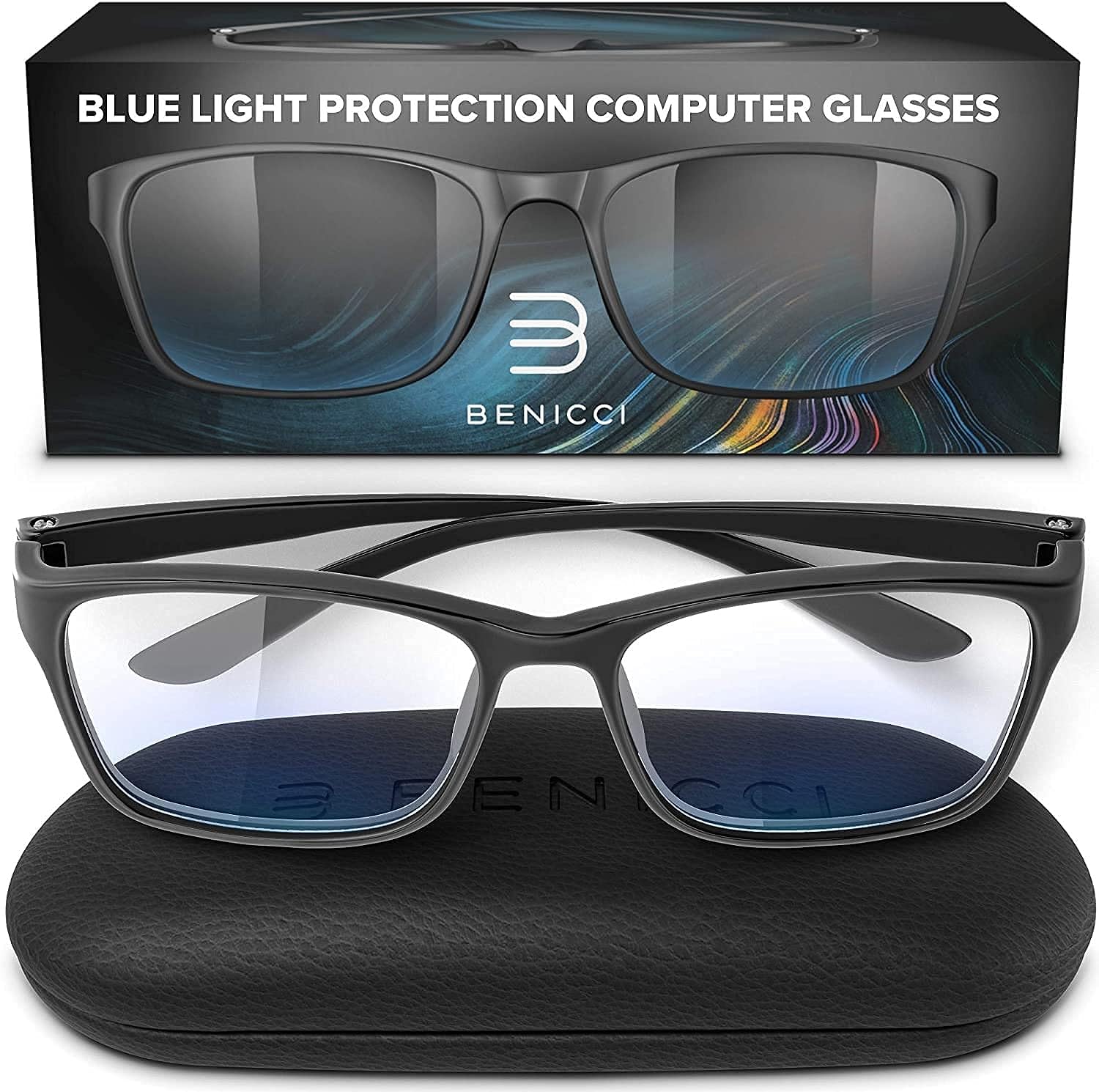Stylish Blue Light Blocking Glasses for Women or Men - Ease Computer and Digital Eye Strain, Dry Eyes, Headaches and Blurry Vision - Instantly Blocks Glare from Computers and Phone Screens wCase