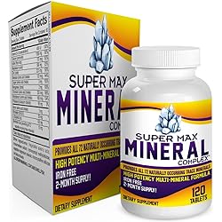 2-Month Multi Mineral Supplement Iron Free with 72 Trace Minerals - Supplements - Natural Multiminerals - Multimineral Complex - 120 Tablets
