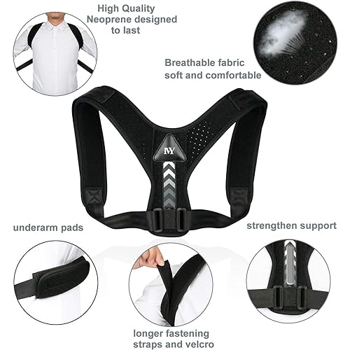 MYSEXY Posture Corrector Upper Back Brace Neck Shoulder Back Support Brace Pain Relief Belt For Women Men Braces Spine Straightener Breathable Full Adjustable