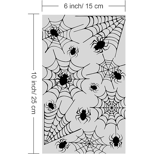 HESTYA 50 Counts 15 x 25 cm Flat Clear Cellophane Treat Bags Block Bottom Pumpkin Halloween Patterned Storage Bags Sweet Bags with 300 Pieces Twist Ties for Halloween Christmas Party Favor Style B