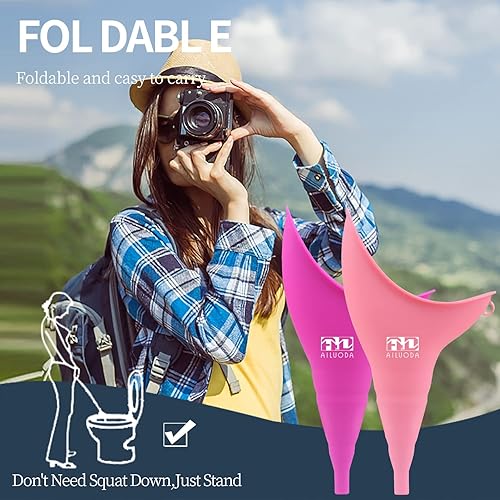 Medn life Female Portable Urinal for Women,Women to Pee Standing Up,Reusable Female Urinal Silicone,Portable Womens Urinal for Camping,Outdoor,Travel,Post Surgery Aid,Pack of 2