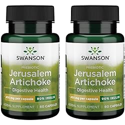 Swanson Prebiotic Jerusalem Artichoke - 90% Inulin 400 mg 60 Caps 2 Pack