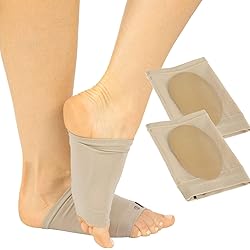 ViveSole Arch Support Sleeve - Cushioned Metatarsal Compression - Gel Pad For Plantar Fasciitis, Flat Foot Pain Relief, Heel Spurs, Fallen Arches, Men, Women - Soft Elastic Foot Brace