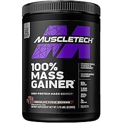 Mass Gainer | MuscleTech 100% Mass Gainer Protein Powder | Protein Powder for Muscle Gain | Whey Protein Muscle Builder | Weight Gainer Protein Powder | Creatine Supplements | Chocolate, 5.15 lbs