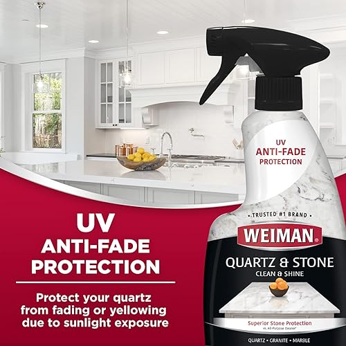 Weiman Quartz Countertop Cleaner and Polish - Clean & Shine Your Quartz Countertops Islands and Stone Surfaces with UV Protection