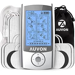 AUVON 24 Modes Rechargeable TENS Unit, 4th Gen Muscle Stimulator with 10pcs TENS Machine Electrodes for Pain Relief Therapy & Management