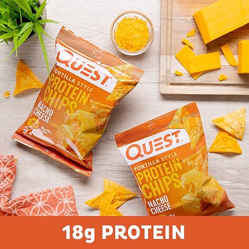 Quest Nutrition Tortilla Style Protein Chips, Low Carb, Nacho Cheese 1.1 Ounce Pack of 12