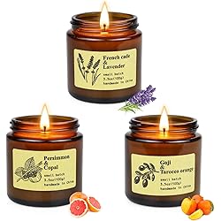 3 Pack Scented Candles Gifts for Women, Amber Retro Aromatherapy Candles for Home Scented, Soy Wax Candle Set Long Lasting Lavender Candle for Mother Birthday Valentine's Day