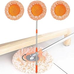 Rotatable Adjustable Cleaning Mop, 360°Rotating Extendable Sunflower Mop, Multifunctional Wall Cleaning Mop, with 2 Coral Velvet Mop Head