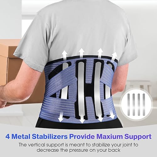 NEENCA Professional Back Support Brace, Adjustable Lumbar Support for Pain Relief of BackLumbarWaist, Waist Wrap with Spring Stabilizers for Injury, Herniated Disc, Sciatica, Scoliosis and more