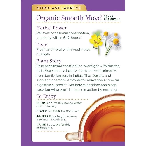 Traditional Medicinals Organic Smooth Move Chamomile Laxative Tea, 16 Tea Bags Pack of 6
