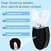 2 Pieces Ultrasonic Electric Toothbrush Adults U Shaped Toothbrush Whole Mouth Toothbrush Whitening Automatic Toothbrush Rechargeable Washable Travel Home Use Black, White,Chic Style
