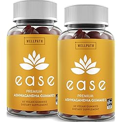 Ashwagandha Gummies 2-Pack for Women and Men WellPath Ease - Vegan Ashwagandha Supplements for Stress Relief, Sleep, Calm Mood, Energy & Immunity - Low Sugar, Plant Extract, 120 Count