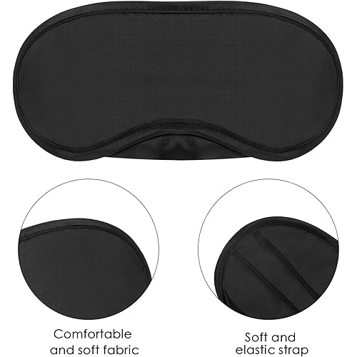 Mudder 12 Pack Sleep Mask Blindfold Eye Masks with Nose Pad and Elastic Straps for Women Men Black