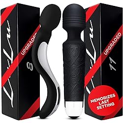 LuLu 8 Black & LuLu 11 Black Upgraded Personal Massager - Premium Cordless Powerful and Handheld - USB Rechargeable for Back and Neck Relief