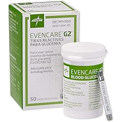 Evencare Medline G2 Blood Glucose Test Strips, For self-testing with G2 Monitoring System 50 Count