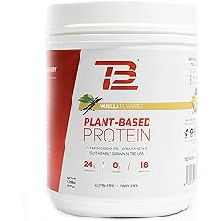 TB12 Plant Based Protein Powder, Sustainably Sourced Pea Protein, Vanilla, Vegan, 1g Net Carb, Non-GMO, Dairy-Free, Sugar-Free 18 Servings 1.26lbs
