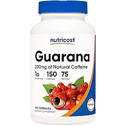 Nutricost Guarana 1000mg Serving, 150 Vegetarian Capsules - Natural Herbal Brazilian Caffeine Energizer Supplement