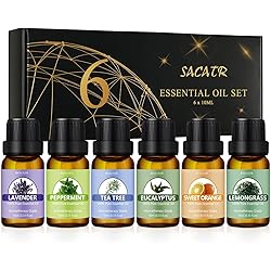 Essential Oil Set - Essential Oils - Pure Essential Oils - Perfect for Diffuser, Aromatherapy, Massage, Skin, Hair Care & Fragrance, Soap, Candle Bath Bombs Making, 6x10ml0.33fl.oz