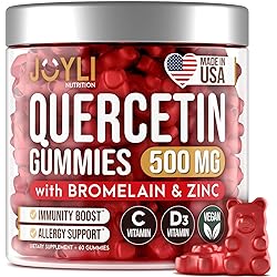 JOYLI Quercetin Gummies - Quercetin with Bromelain, Zinc & Vitamin C - Quercetin 500mg Supplement for Immunity, Cardiovascular Support - Pure Quercetin for Kids and Adults - 60 pcs Quercetin Chewable