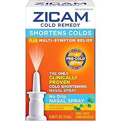 Zicam Cold Remedy No-Drip Nasal Spray with Cooling Menthol & Eucalyptus, 0.5 Ounce Pack of 2