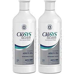CloSYS Silver Fluoride Mouthwash, 16 Ounce Pack of 2, Gentle Mint, for Adults 55, Alcohol Free, Dye Free, pH Balanced, Fights Cavities and Strengthens Tooth Enamel