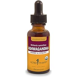 Herb Pharm Certified Organic Ashwagandha Extract Drops for Traditional Support for Energy and Vitality, Alcohol-Free Glycerite, 1 Oz