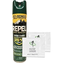 Repel Insect Repellent Aerosol Bonus Size - 8.125 oz Sportsmen Formula 25-Percent 25% DEET - 1 Count 2 Bonus Heal