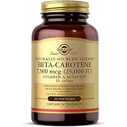 Solgar Oceanic Beta-Carotene 25,000 IU, 90 Softgels - Healthy Vision, Skin & Immune System, Potent Antioxidant - 100% Natural Pro-Vitamin A - Gluten Free, Dairy Free - 90 Servings