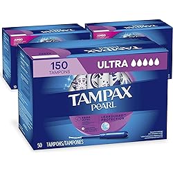 Tampax Pearl Plastic Tampons, Ultra Absorbency,135 Count Total 3 Pack