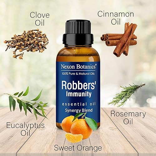 Robbers' Immunity Essential Oil Blend 30 ml - Comparable to On Guard Essential Oil - Immune Boost Essential Oil - Fighter Shield Against Germ - Aromatherapy and Diffuser from Nexon Botanics