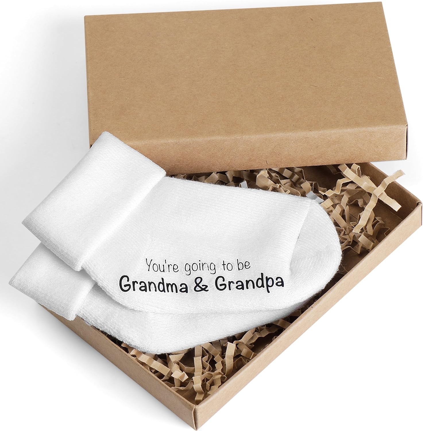 VELENTI Grandparents Baby Announcement Gift - You Will Be Grandpa and Grandma Baby Socks in Gift Box - Cute Pregnancy Announcements - Grandparent Announcement Ideas - Surprise Baby Announcement Gifts