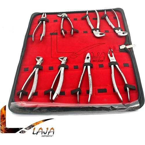 LAJA IMPORTS 8 PCS Dental EXTRACTING Forceps KIT with Velvet Pouch Good Quality