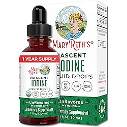 Potassium Iodide | Iodine Supplement | 1 Year Supply | Iodine Drops | USDA Organic | Nascent Iodine | Vegan | Packaging May Vary | 1 Fl Oz