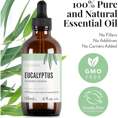 UpNature Eucalyptus Essential Oil - 100% Natural & Pure , Undiluted, Premium Quality Aromatherapy Oil- Eucalyptus Oil for Wellbeing, Relieve Sinus Congestion, Control Coughs, 4oz