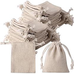 erduoduo Pack of 50 Small Burlap Bags with Drawstring,3x4inch Gift Little Burlap Drawstring Bags,Reusable Small Sachet BagsTea Bag