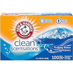 ARM & HAMMER Fabric Softener Sheets, 100 sheets, Purifying Waters