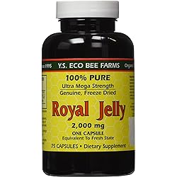 100% Pure Freeze Dried Fresh Royal Jelly - 2000 mg YS Eco Bee Farms 75 Caps