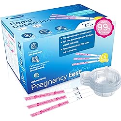 Pregnancy Test Strips Kit, 25-Count Individually Wrapped Pregnancy Test Strips for Detection at Home, Fertility Test with Urine Cup, Over 99% Accurate Result, 5mm HCG Test Strip, Wider, Sturdier