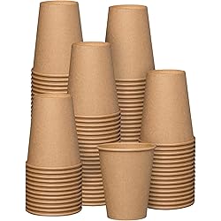 100 Count - 12 oz.] Kraft Paper Hot Coffee Cups- Unbleached