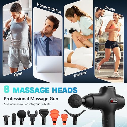 Healvian 1 Set Muscle Massage Guns Back Massager Deep Tissue Massage Guns for Athletes to Relief Pain and Relax