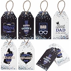 60 Pieces Happy Father's Day Gift Tags Father's Day Paper Tags Best Dad Hanging Label Tags Father's Day Gift Wrap Tags for Father's Day Party Birthday Party Supplies Decorations