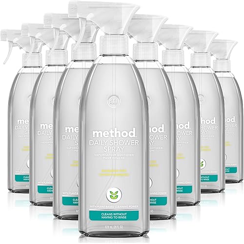 Method Daily Shower Cleaner Spray, Eucalyptus Mint, For Showers, Tile, Fixtures, Glass and Tubs, 28 oz spray bottle Pack of 8