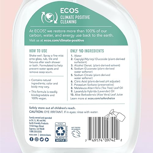 ECOS, Earth Friendly Products Shower Cleaner with Tea Tree Oil, 22 Fl Oz Pack of 2