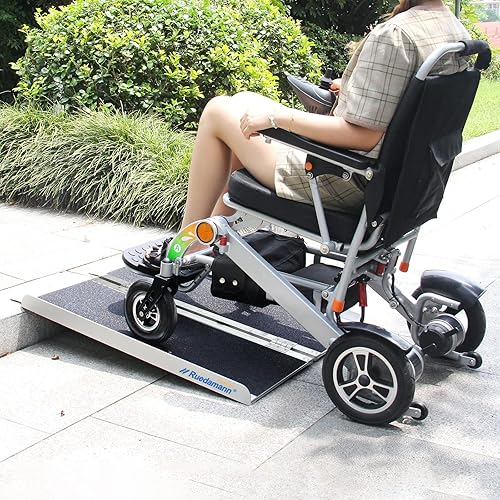 Ruedamann 2'L x 28.3" W,Holds up to 600 lbs,Wheelchair Ramp with Non-Slip Surface,Portable Aluminum Wheelchair Ramp,Folding Ramps for Wheelchairs,Home,Steps,Stairs,Handicaps,Doorways