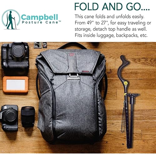 The Original Campbell Posture Cane Foldable Walking Cane for Men and Women - FSAHSA Eligible - Editorial Recommended - As Seen on TV